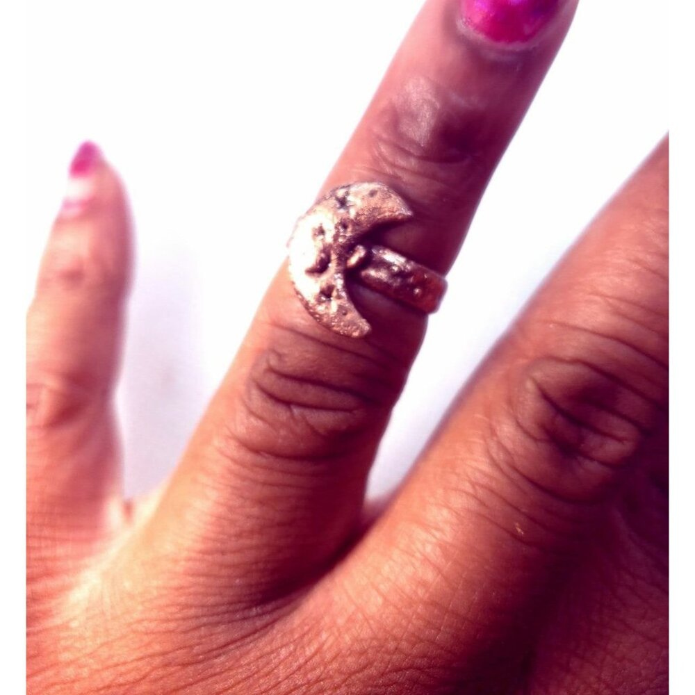 Copper moon ring size 6 - Picture 12 of 12